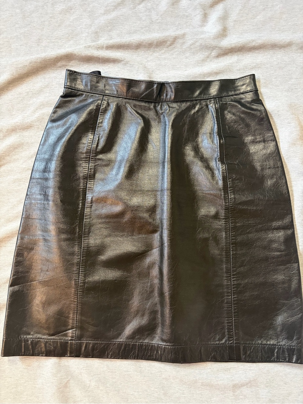 Black Genuine Leather Pencil Skirt - Classic Women's Skirt